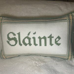Rachel Zoe St. Patrick’s day ☘️ “Slainte needlepoint pillow decor